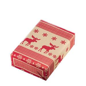 Beispiel eines in dem Weihnachtspapier Bodö, rot - 39965 verpackten Geschenk