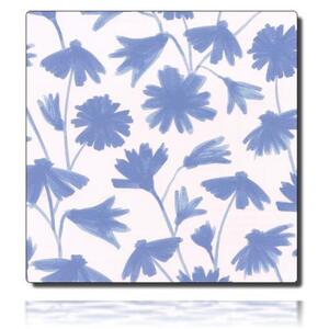 Vorderseite: abstrakte taubenblaue Blumen; Rückseite: unbedruckt; Papier: hochweiß gestrichen; Grammatur: 80g/m²
