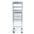 Aufsteller für Meterware; Rollbarer Bodenaufsteller für drei Korbsysteme