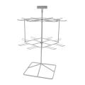 Aufsteller für Streuartikel und Gutscheine; drehbarer Tischständer aus Metall mit 16 Anhängemöglichkeiten