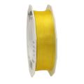 Geschenkband: Four Seasons, gelb; Rolle: 25mm/ 25m ; Verkaufseinheit: 1 Rolle; Band: Four Seasons - einfarbiges Organzaband mit Drahtkante; Beschreibung: tranzparent schimmerndes Organzaband;