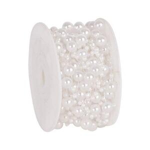 Geschenkband: round beads, weiß; Spule: 8mm/ 10m; Verkaufseinheit: 1 Spule; Band: round beads - einfarbiges Perlenband; Beschreibung: einfarbiges Perlenband; 