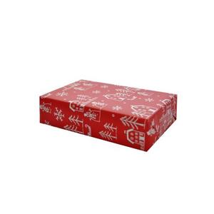 Verpackungsbeispiel vom Geschenkpapier Island, rot/ weiß - 36166;  Stichwörter: Geschenkpapier, Geschenkverpackung, Geschenkpapierrollen, groß, zweiseitig, Weihnachten, Weihnachtsszene; 