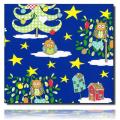 Geschenkpapierrolle Hedwig, blau - 913233; Beschreibung: Weihnachtsbäume und Eulen; Stichwörter: groß, Kindermotiv, Weihnachten, Weihnachtsbaum; 