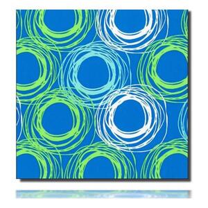 Geschenkpapierrolle Laslo, blau/ grün - 916079; Beschreibung: blau, weiß und grüne Kreiskringel; Stichwörter: mittelgroß,  zweiseitig, Kreise, Abstrakt, einfarbig; 