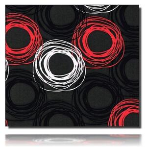 Geschenkpapierrolle Laslo, schwarz/ rot - 916080; Beschreibung: schwarz, weiß und rote Kreiskringel; Stichwörter: mittelgroß,  zweiseitig, Kreise, Abstrakt, einfarbig; 