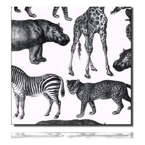 Geschenkpapierrolle Zimo, weiß/ rosa - 919060; Beschreibung: Nilpferd, Zebra, Giraffe, Tukane, Leopard, Kattas; Stichwörter: sehr groß, zweiseitig, Tiere ; 