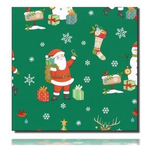 Geschenkpapierrolle Norvin, grün - 919220; Beschreibung: Weihnachtsmann, Schneemann, Tannenbaum; Stichwörter: mittelgroß, Kindermotiv, Weihnachten, Weihnachtsmann; 