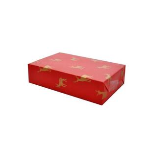Verpackungsbeispiel vom Geschenkpapier Abel, rot - 921226;  Stichwörter: Geschenkpapier, Geschenkverpackung, Geschenkpapierrollen, klein, Tiere, Weihnachten; 