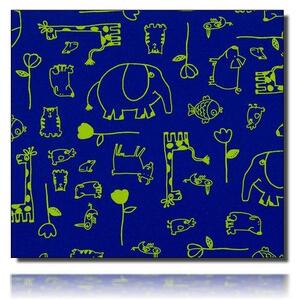 Geschenkpapierrolle Peponi, blau/ grün - 983311; Beschreibung: große und kleine Strich-Tiere; Stichwörter: mittelgroß, zweiseitig, Kindermotiv, Tiere; 