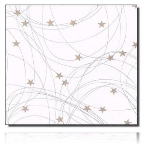 Geschenkpapierrolle Orel, weiß - 983435; Beschreibung: weiß, goldene Sterne und Linien; Stichwörter: klein, Weihnachten, Sterne; 