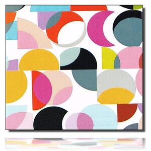 Geschenkpapierrolle Ontario - 30129; Beschreibung: mittelgroße farbige Kreis und Halbkreisflächen in Vierecken angeordnet; Stichwörter: mittelgroß, Muster, Kreise; 