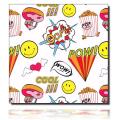 Geschenkpapierrolle WOW! - 30672; Beschreibung: modernes Comic-Motiv für Teenager mit kleinen Sprechblasen, Popcorn, Smilies und Sprüchen ; Stichwörter: mittelgroß, Texte, Teenager; 