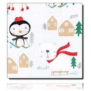 Geschenkpapierrolle Norway - 39999; Beschreibung: mittelgroße Pinguine aus Ski und Elche mit Schal; Stichwörter: mittelgroß, Kindermotiv, Weihnachten; 