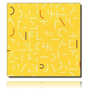 Geschenkpapierrolle Alphabet, gelb - 40377; Beschreibung: Striche die unterbrochen Buchstaben andeuten; Stichwörter: klein, Recycling, Buchhandel; 