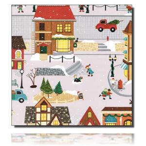 Geschenkpapierrolle Ruhpolding - 49296; Beschreibung: großes winterliches Stadtleben mit spielenden Kinder; Stichwörter: Weihnachtspapier, groß, Kindermotiv; 