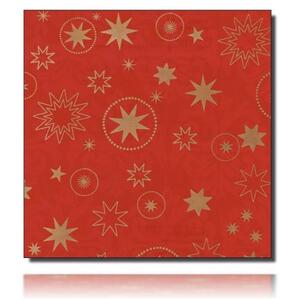Geschenkpapierrolle Esbjerg, rot - 59662; Beschreibung: Kleine goldene Sterne, Spotlack-Ornament ; Stichwörter: Weihnachtspapier, klein, Sterne, Ornamente; 