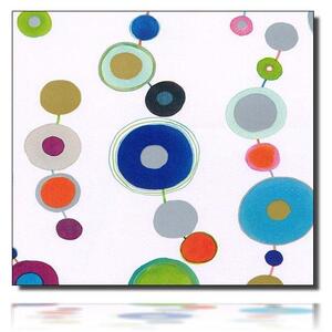 Geschenkpapierrolle Padua, weiß/ blau - 60110; Beschreibung: kleine mehrfarbige Kreisflächen; Stichwörter: Muster, mittelgroß, Kreise, zweiseitig; 