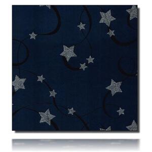 Geschenkpapierrolle Aurora, dunkelblau/ dunkelblau - 89812; Beschreibung: kleine silberne Glitzer-Sterne und Spotlackkurven; Stichwörter: Weihnachtspapier, klein, Sterne, zweiseitig; 